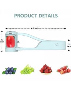 One Hand Fruit Slicer Corer Cutter Tool, Multi Blade Quick Fruit Wedge Cutter, Portable Handheld Fruit Divider for Apple Pear-blue