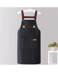 Waterproof Kitchen Apron with Large Pockets Adjustable Cross Back Cooking Baking Apron for Cafe Restaurant-Black