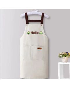 Waterproof Kitchen Apron with Large Pockets Adjustable Cross Back Cooking Baking Apron for Cafe Restaurant-White