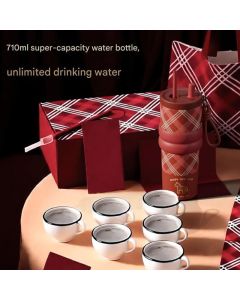 Large Capacity Insulated Cup – Birthday Gift, Ceramic Liner Straw Tumbler – Red