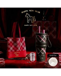 Large Capacity Insulated Cup – Birthday Gift, Ceramic Liner Straw Tumbler – Black