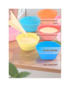Set of 12 Silicone Cake Cups – High-Temperature Resistant, Home-Use Pudding & Muffin Cups, Baking Mold