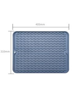 Table Insulating Rubber Mat Anti Slip Waterproof Heat Resistant Dish Drying Placemat for Kitchen Blue