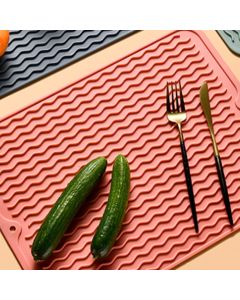 Table Insulating Rubber Mat Anti Slip Waterproof Heat Resistant Dish Drying Placemat for Kitchen Pink