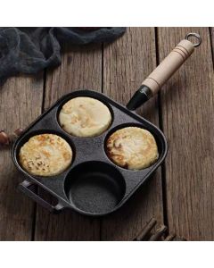 Frying Pan Deepened Non Stick With Spatula Oil Brush Four Hole Frying Pot For Breakfast Pancake