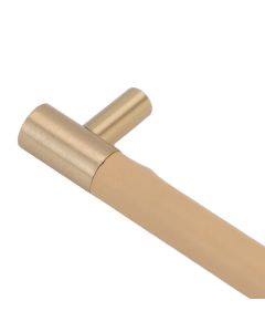 Cabinet Door Handle 224MM Hole Pitch Leather Brass Light Luxury Cupboard Bar Pull Handle for Home Wardrobe Drawer Beige