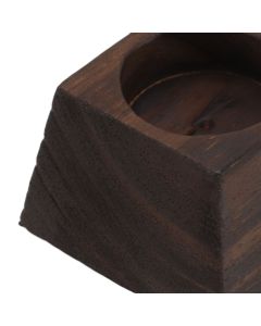 Candle Holder Trapezoid Wood Retro Table Decoration Ornament for Christmas Day Wedding Black Wood