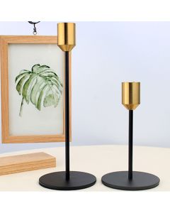 2 Pcs Metal Candle Holder Simple Modern Design Antique Black Candlestick Decoration for Home Wedding