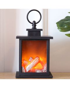 LED Flame Lantern Light Fashionable Retro Lantern Hanging Lamp for Christmas Decoration Square Flame Lamp, M