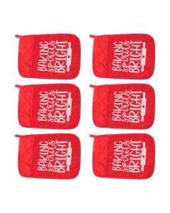 6Pcs Christmas Pot Holders with Pocket Heat Resistant Hot Pad Oven Mitts Cookie Bag Christmas Pot Rack Baking Kit