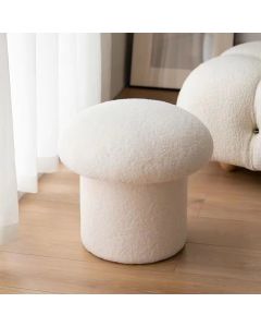 Sofa Bench Simple Modern Elastic Comfortable Soft Round Pine Wooden Foot Stool for Home Decoration White