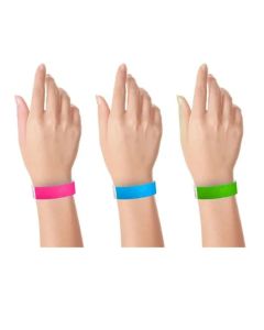 300pcs Synthetic Paper Wristbands Disposable Waterproof Paper Wrist Strap Event Wrist Bands for Amusement Park Green Pink Blue