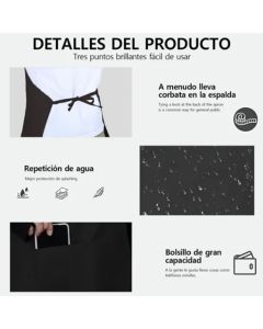 6pcs Waterproof Apron Lightweight Black Apron with Two Pockets for Mens Women for Housework Cooking