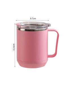Coffee Mug 460ml 304 Stainless Steel Liner Leakproof Elegant Portable Mug for Outdoor Activities Pink