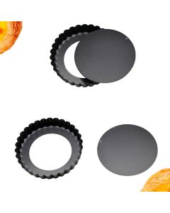 6 Pcs Mini Cake Mould with Removable Bottom 3 Inch Egg Tart Mould Muffin Pans Black Round for Dessert Baking Cooking