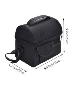 Cooler Bags Insulated Double Layer Large Capacity Oxford Cloth Washable Foldable Heat Insulation Lunch Bag for Office Black