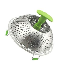 Steam Basket Stainless Steel Folding Vegetable Steam Basket with ABS Handle for Veggie Fish Seafood Cooking Steam Basket