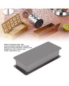 Toothpick Holder Stainless Steel Rectangular Toothpick Holder with Lid for Home Bar Hotel Restaurant Silvery Black