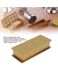 Toothpick Holder Stainless Steel Rectangular Toothpick Holder with Lid for Home Bar Hotel Restaurant Gold