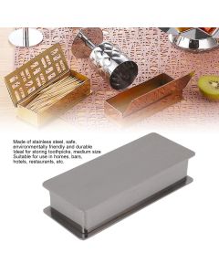 Toothpick Holder Stainless Steel Rectangular Toothpick Holder with Lid for Home Bar Hotel Restaurant Silver