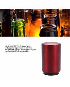 Automatic Bottle Opener Magnetic Stainless Steel Push Down Bottle Lid Opening Tool for Beer Glass Beverage Bottle Red