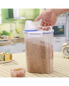 Rice Storage Barrel 2KG Capacity BPA Free Airtight Cereal Container with Measuring Cup Lid for Grain Flour Nuts