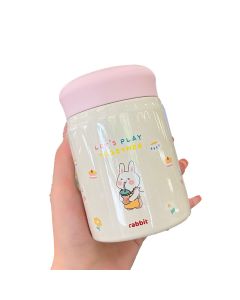 320ml Stainless Steel Insulated Vacuum Food Jar Cup Container with Lid for Outdoor Cartoon Portable Bottle Rabbit