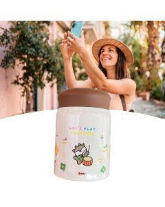 320ml Stainless Steel Insulated Vacuum Food Jar Cup Container with Lid for Outdoor Cartoon Portable Bottle Deer