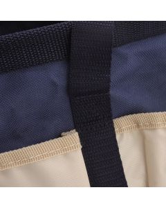 Round Garden Tools Bag 6 Pockets Oxford Cloth Gardening Tool Storage Tote for Men Women Gardener Dark Blue with Cream Color