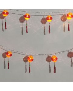 Red Chinese Lantern String Lights LED Light Beads Waterproof New Year Lantern with PVC Shell for Courtyards With Tassel 6meter/19.7ft 40 Light