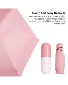 Pocket Umbrella Mini Compact Foldable Umbrella Pink for Sunny and Rainny Days 6 Umbrella Ribs