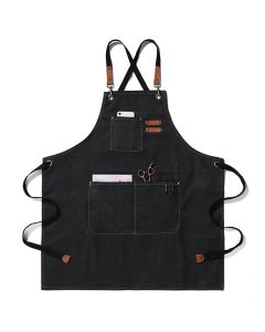 Work Apron Waterproof Breathable Adjustable Thickened Unisex Kitchen Apron with Pockets for BBQ Gardening Black