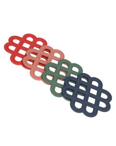 4Pcs Silicone Trivet Pad Hollow Heat Resistant Slip Resistant China Knotted Trivet Pot Mat for Kitchen Table