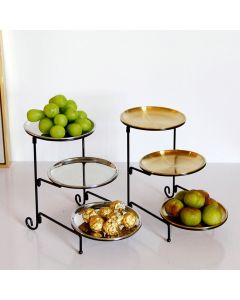 Three Layer Fruit Basket Stainless Steel Fruit Basket Modern Multi Layer Fruit Snack Storage Basket Golden