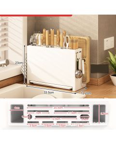 Kitchen Knife Drying Holder Integrated Chopsticks Cutting Board Storage Rack Organizer White