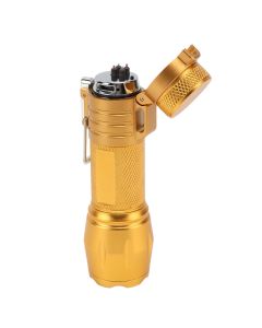 Electric Lighter Waterproof Windproof Aluminum Alloy Portable Lighter with Flashlight 3.7v Gold