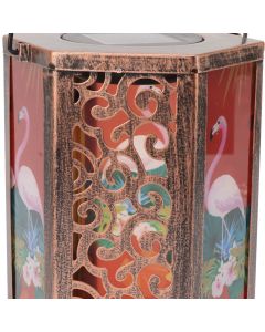Garden Hanging Lights Waterproof LED Decorative Lighting Hexagonal Bird Pattern Lantern for Home Courtyard
