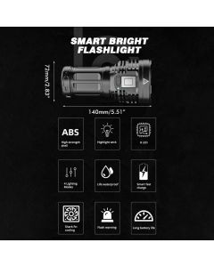 LED Outdoor Flashlight USB Rechargeable Super Bright Flashlight for Outdoor Camping Fishing Hiking