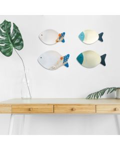 Wood Fish Hanging Ornament Wooden Fish Wall Art Decor for Beach Theme Fish Sculpture