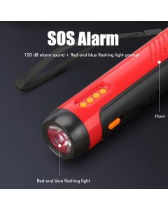 Portable Hand Crank Flashlight with Alarm FM Radio Function 1800mAh LED Generator Flashlight for Home Outdoor Camping Hiking