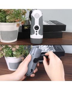 Hand Crank Charging Flashlight with 3 LED Light FM Radio Alarm for Travel Camping Mining Disaster