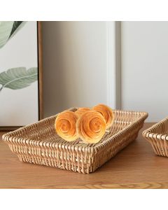Rattan Storage Basket Basket Woven Snacks Fruit Basket Stackable Woven Bread Basket