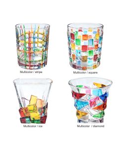 Whiskey Glass Multicolor 320ml Short Drinking Glass for Home
