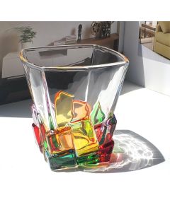 2PCS Whiskey Glass Multicolor 320ml Short Drinking Glass for Home