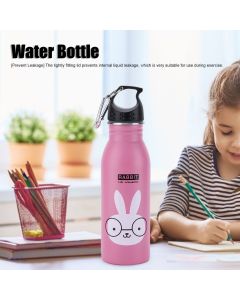 K601 Cute Cartoon Water Bottle Insulated Vacumm Stainless Steel Sport Water Bottle for KidPink Rabbit