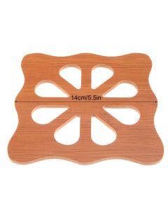 Hollow Wooden Coaster Kitchen Thickened Anti Scalding Heat Insulation Mat Anti Slip Pot Bowl MatL Square Wintersweet C0D49 9.5cm