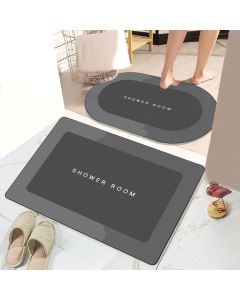 Bathroom Mat Modern Absorbent Quick Dry Bathroom Rug Entrance Door Antislip Mat dark Grey Square