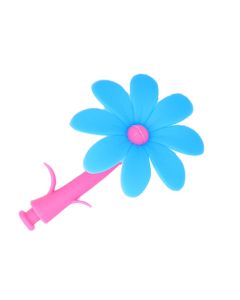 Silicone Lid Dustproof Hot and Cold Beverage Cup Cover with Flower Shape Handle for Kitchen HomeBlue