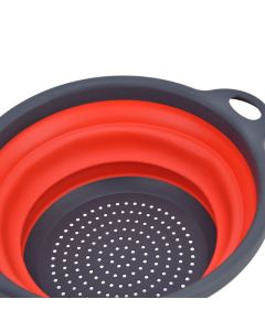4PCS Collapsible Colander Strainer Round with Handle Hanging Hole for Pasta Vegetables FruitsRed