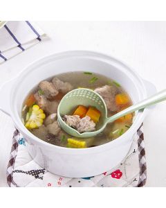 Long Handle Colander 2 in 1 Kitchen Anti Scald Long Handle Round Filter Colander Spoon TablewareGreen